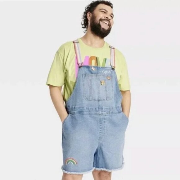 Target Pride Denim Queen Shortalls Rainbow - S - Picture 2 of 12
